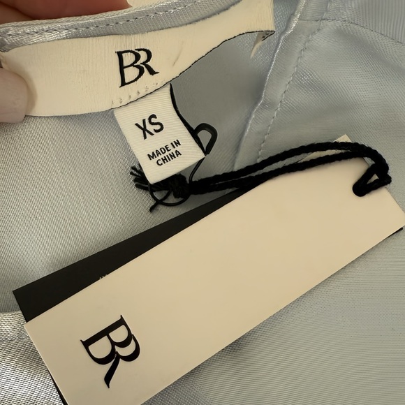 Aurelia Satin Trapeze Mini Dress XS Blue EcoVero A-Line Short Cape Sleeve NWT - Picture 3 of 12